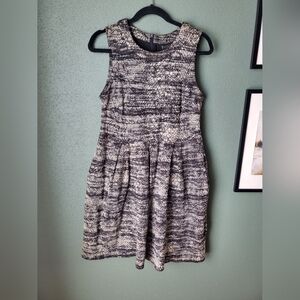 Bobeau Textured Black and Cream Mini Dress